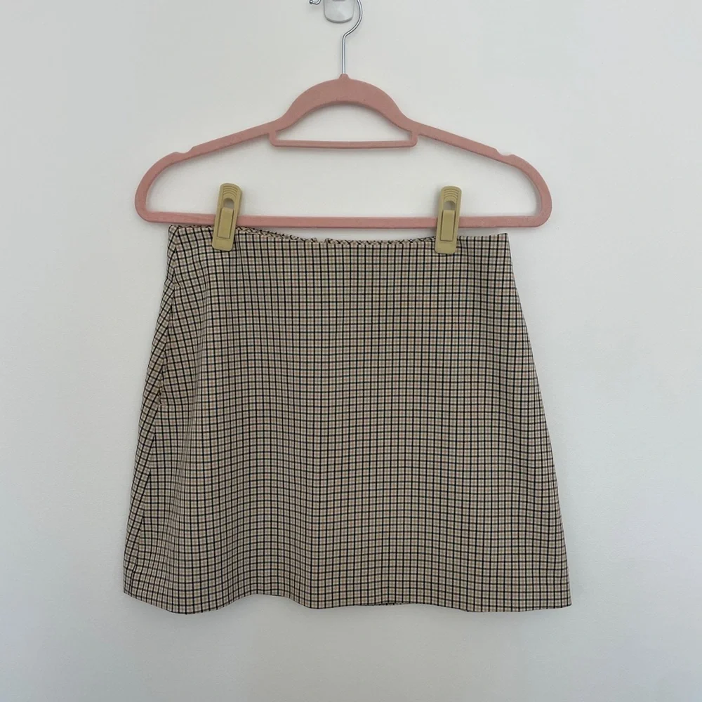 Wilfred Renee Skirt Women 8 Plaid Beige Mini Classiccore Academia Preppy - Picture 2 of 6